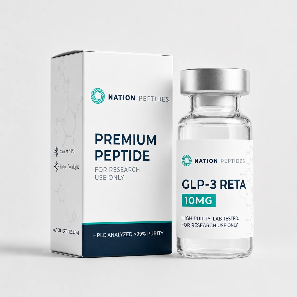 Nation Peptides GLP-3 Reta research vial and packaging