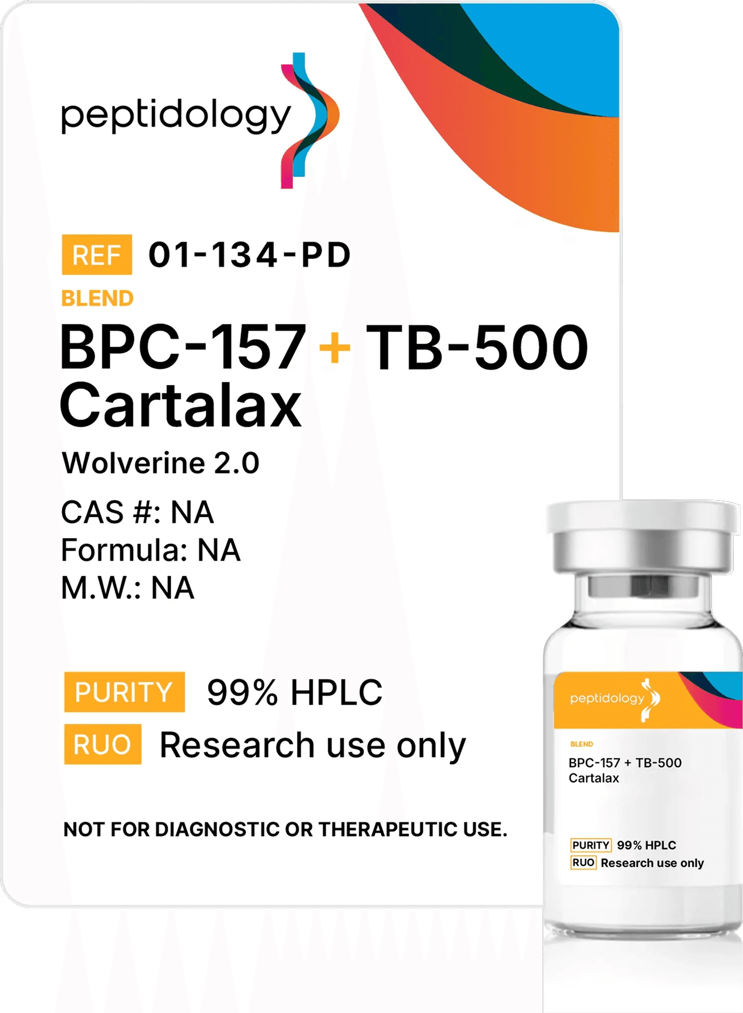 BPC-157 TB-500 Cartalax Peptidology research-use product label and vial
