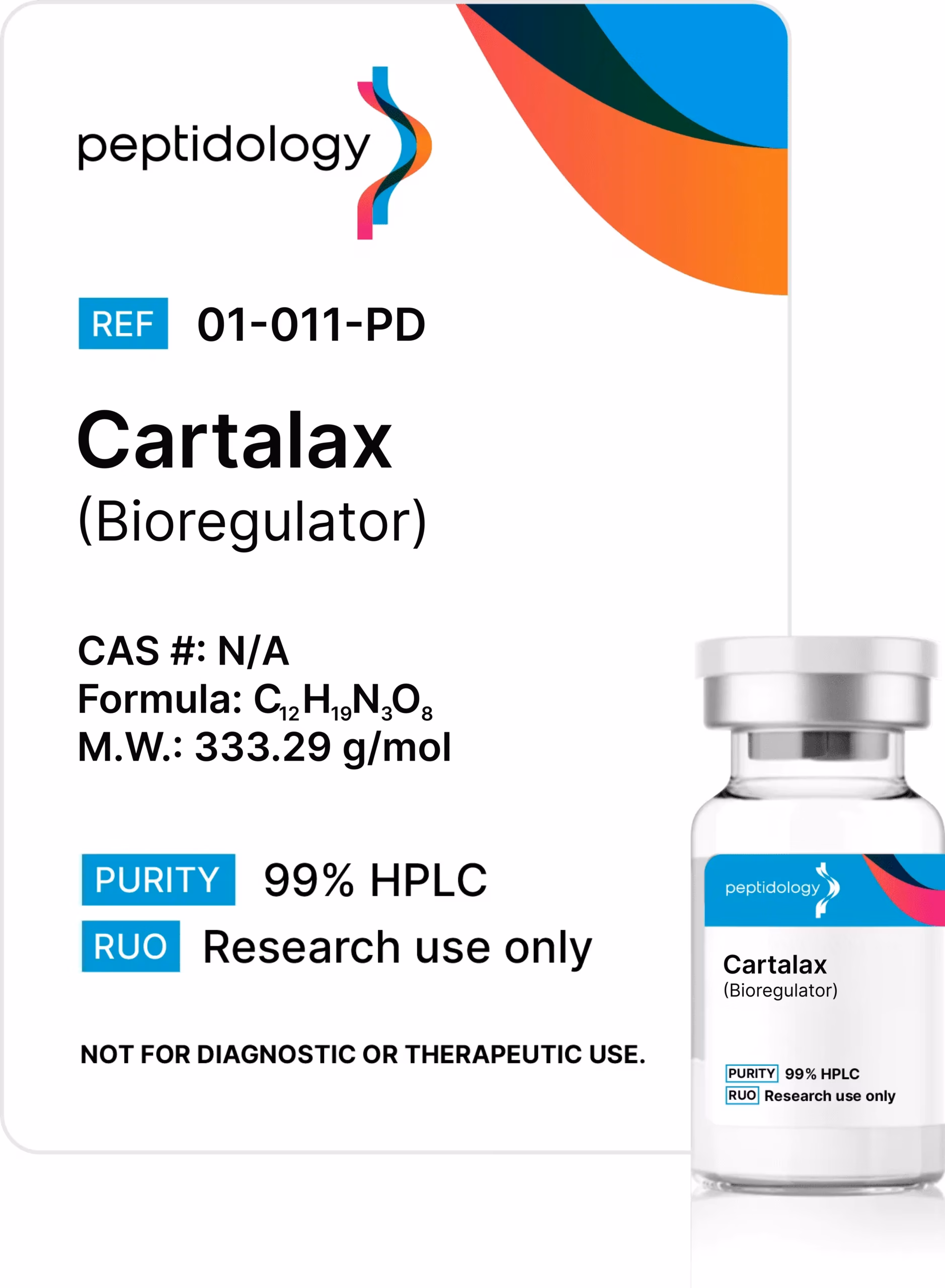 Cartalax Bioregulator Peptidology research-use product label and vial