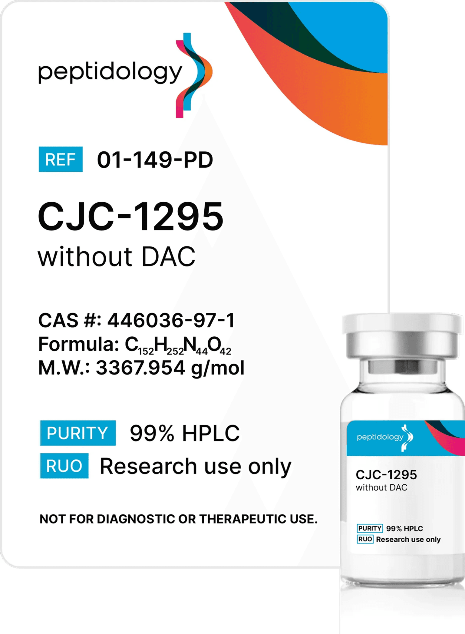 CJC-1295 without DAC Peptidology research-use product label and vial