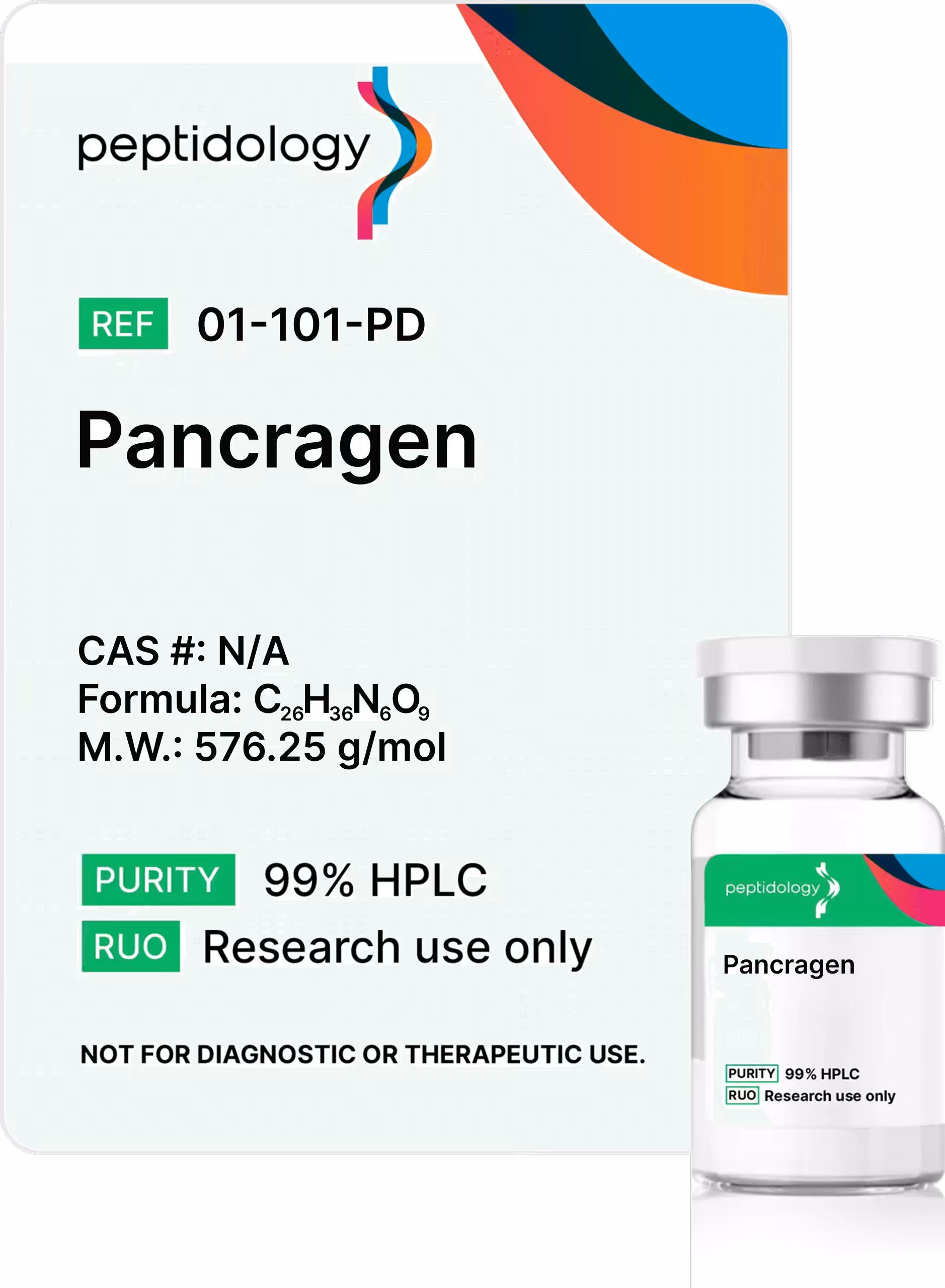 Pancragen Bio Regulator Peptidology research-use product label and vial
