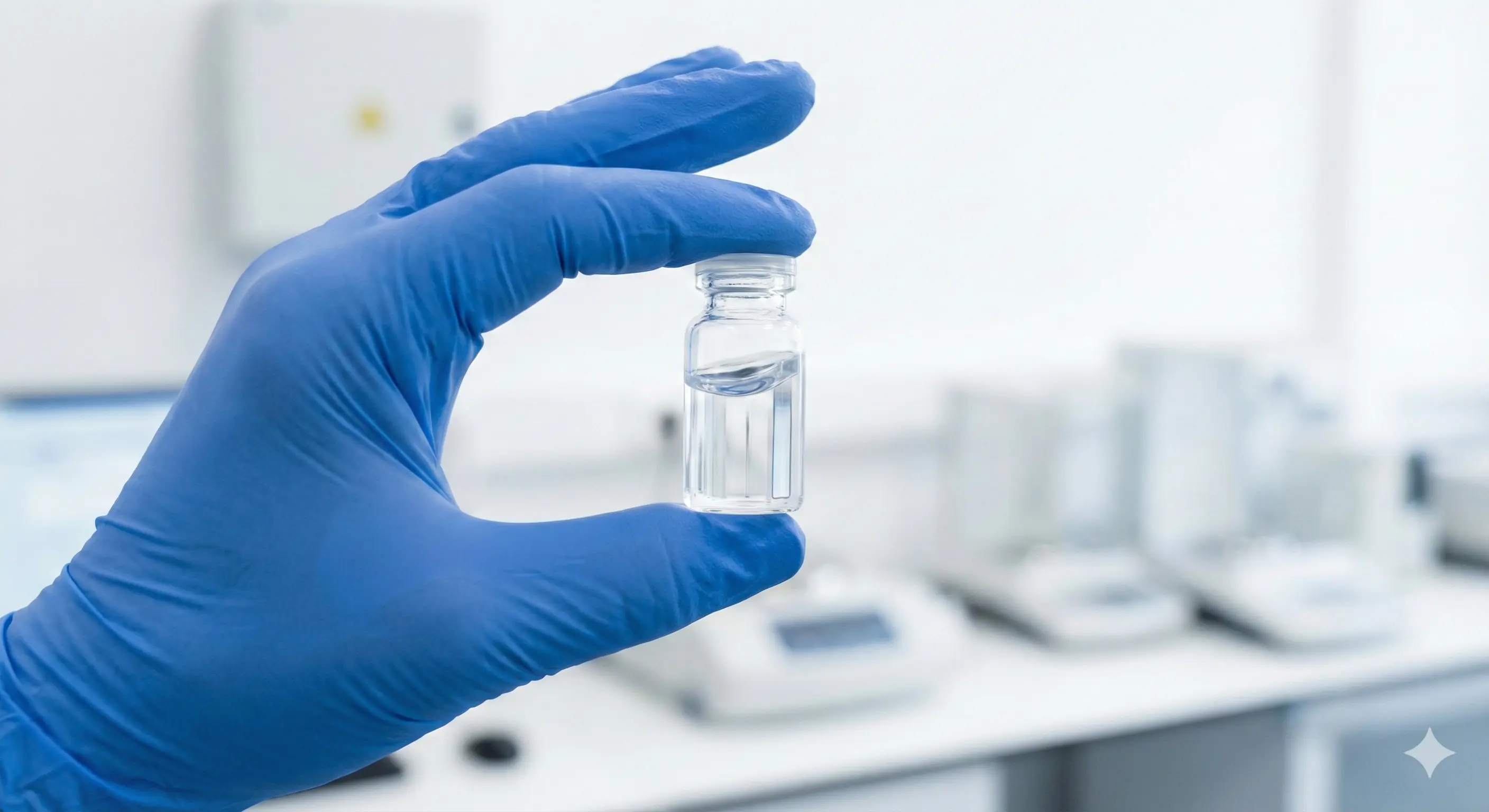 Hands gently rolling a reconstituted peptide vial to dissolve the powder without shaking.