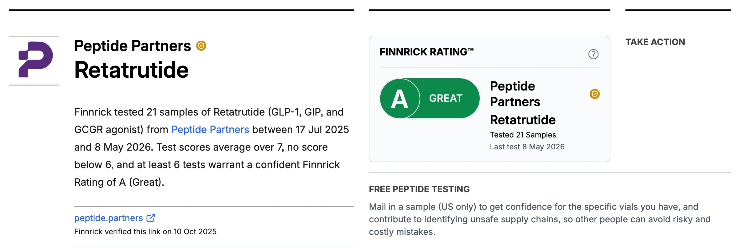 peptide partners retatrutide Peptide Partners Review 2026: Read Before You Buy, Finnrick A-Rated, 73  Tests